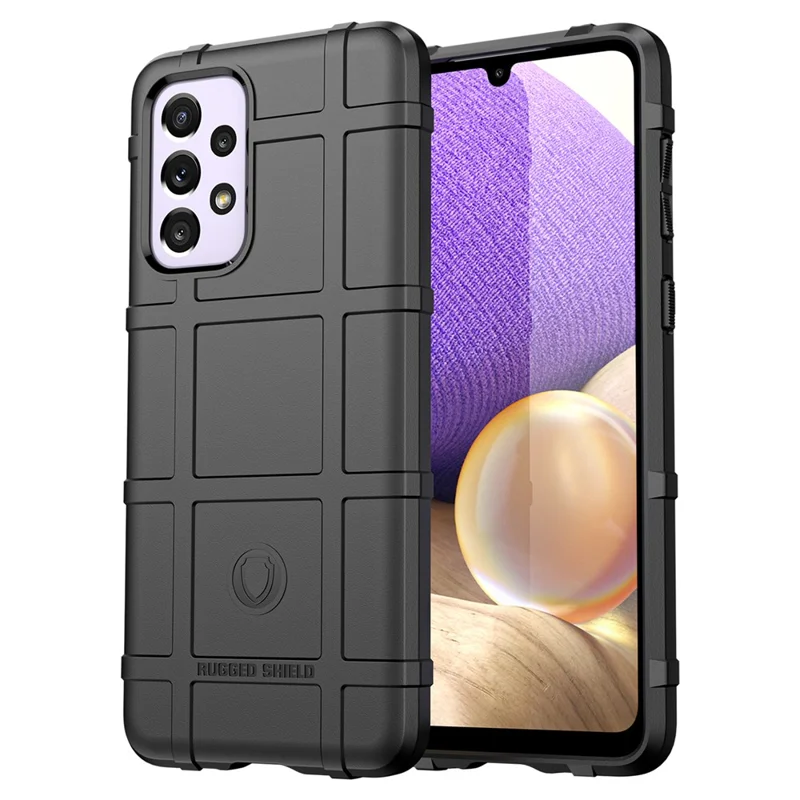 Rugged Square Grid Design Thickened TPU Drop Protection Shockproof Phone Case for Samsung Galaxy A33 5G - Black