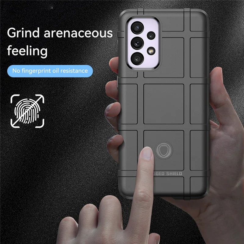 Rugged Square Grid Design Thickened TPU Drop Protection Shockproof Phone Case for Samsung Galaxy A33 5G - Black