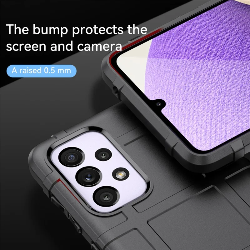 Rugged Square Grid Design Thickened TPU Drop Protection Shockproof Phone Case for Samsung Galaxy A33 5G - Black