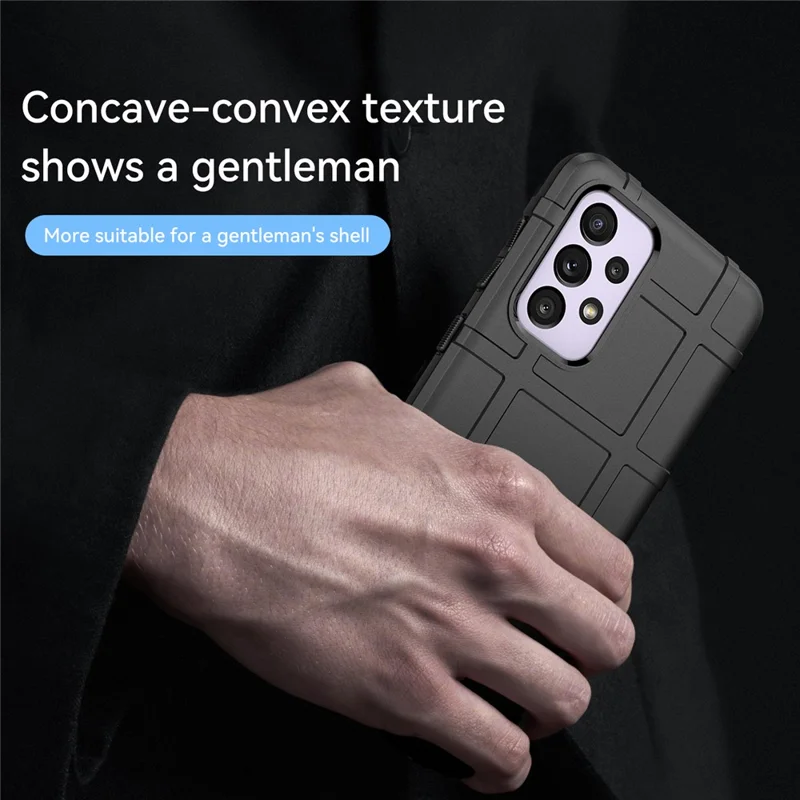 Rugged Square Grid Design Thickened TPU Drop Protection Shockproof Phone Case for Samsung Galaxy A33 5G - Black