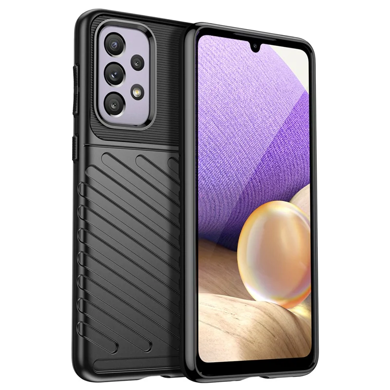 Thunder Series Twill Texture Soft Thickened TPU Anti-Scratch Shockproof Protective Case for Samsung Galaxy A33 5G - Black