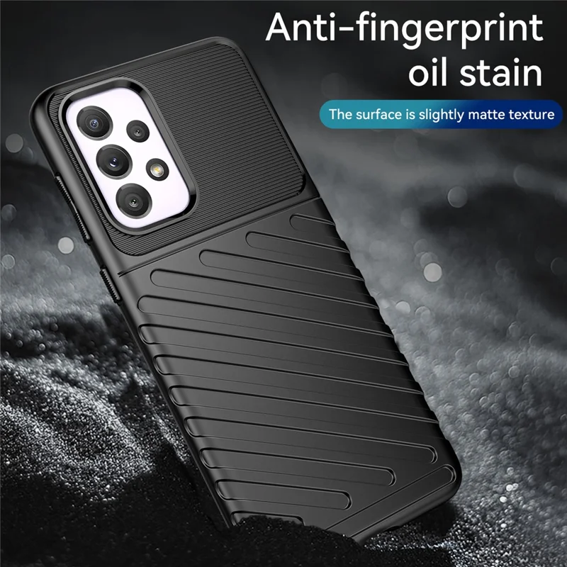 Thunder Series Twill Texture Soft Thickened TPU Anti-Scratch Shockproof Protective Case for Samsung Galaxy A33 5G - Black