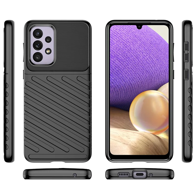 Thunder Series Twill Texture Soft Thickened TPU Anti-Scratch Shockproof Protective Case for Samsung Galaxy A33 5G - Black