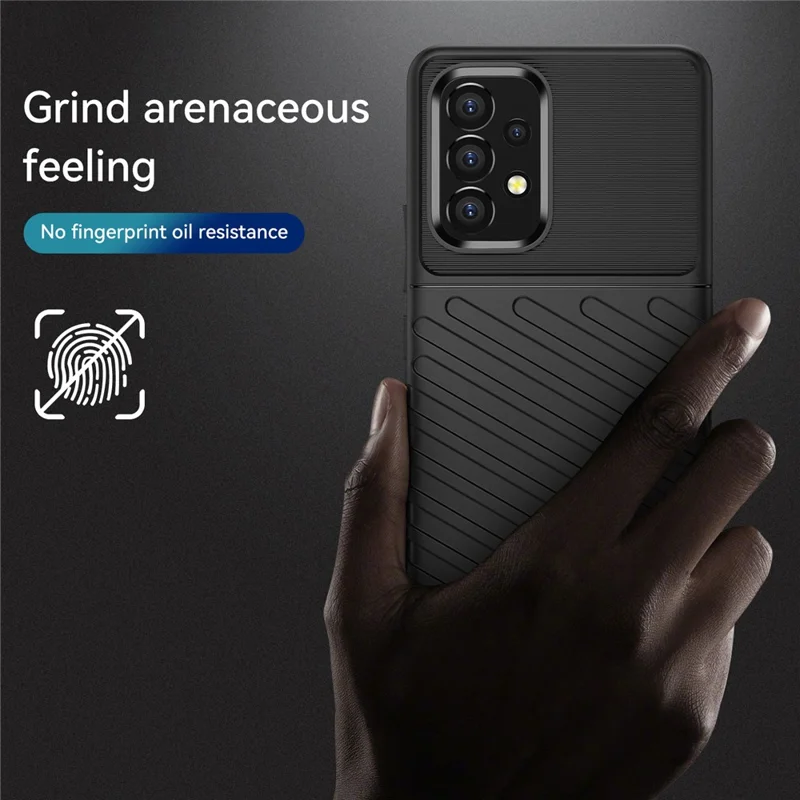 Thunder Series Thickened TPU Case Twill Texture Flexible Anti-Scratch Shockproof Protective Case for Samsung Galaxy A53 5G - Black