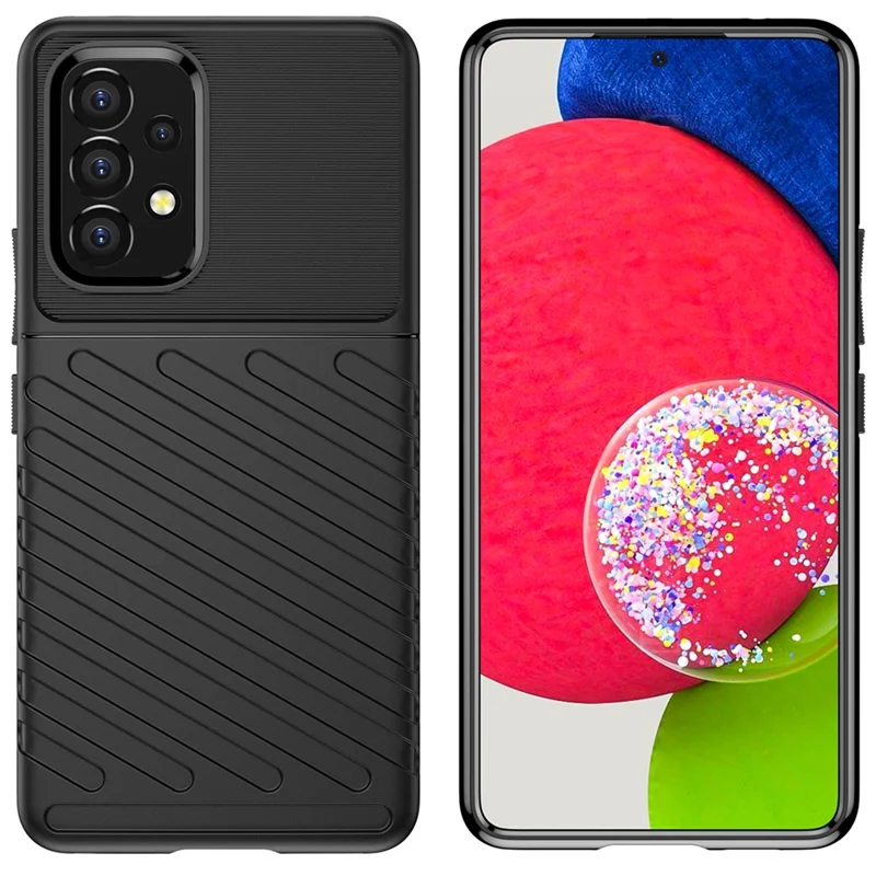 Thunder Series Thickened TPU Case Twill Texture Flexible Anti-Scratch Shockproof Protective Case for Samsung Galaxy A53 5G - Black