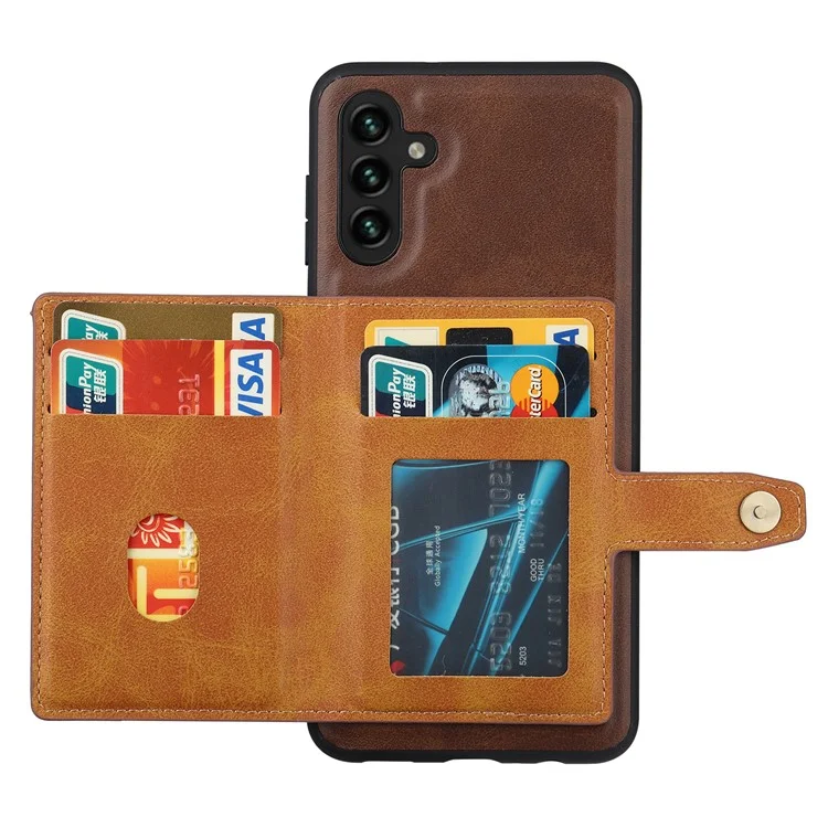 Conception du support antichoc et bien protégée en PU Leather Coated TPU Case Cover avec fentes pour cartes pour Samsung Galaxy A13 5G / A04s 4G (164,7 x 76,7 x 9,1 mm) - Noir
