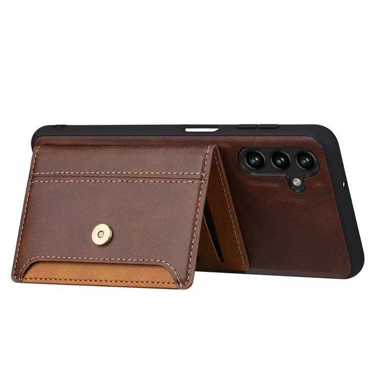 Conception du support antichoc et bien protégée en PU Leather Coated TPU Case Cover avec fentes pour cartes pour Samsung Galaxy A13 5G / A04s 4G (164,7 x 76,7 x 9,1 mm) - Noir