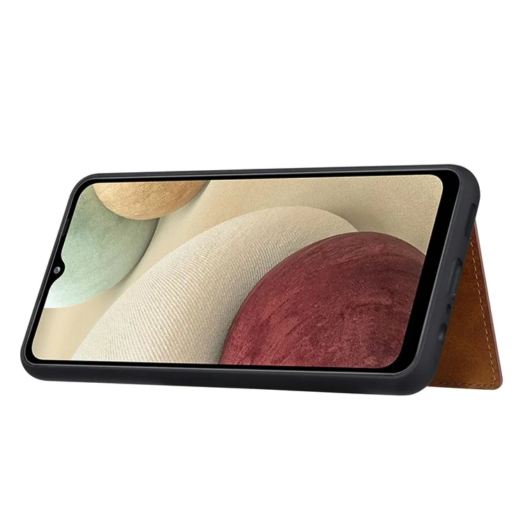 Conception du support antichoc et bien protégée en PU Leather Coated TPU Case Cover avec fentes pour cartes pour Samsung Galaxy A13 5G / A04s 4G (164,7 x 76,7 x 9,1 mm) - Noir
