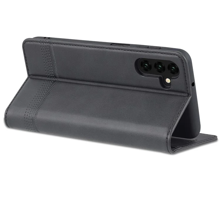 AZNS Drop-proof Auto-absorbed Wallet Design PU Leather Protective Phone Stand Cover Case для Samsung Galaxy A13 5G / A04s 4G (164.7 x 76.7 x 9.1 мм) - чёрный