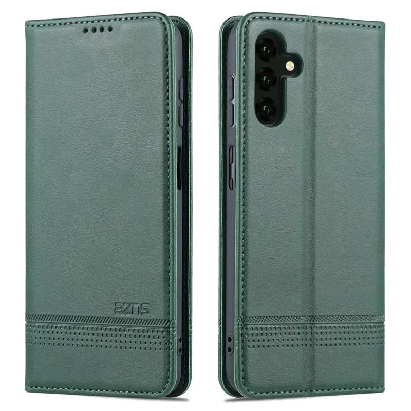 AZNS Drop-proof Auto-absorbed Wallet Design PU Leather Protective Phone Stand Cover Case for Samsung Galaxy A13 5G / A04s 4G (164.7mm) - Green