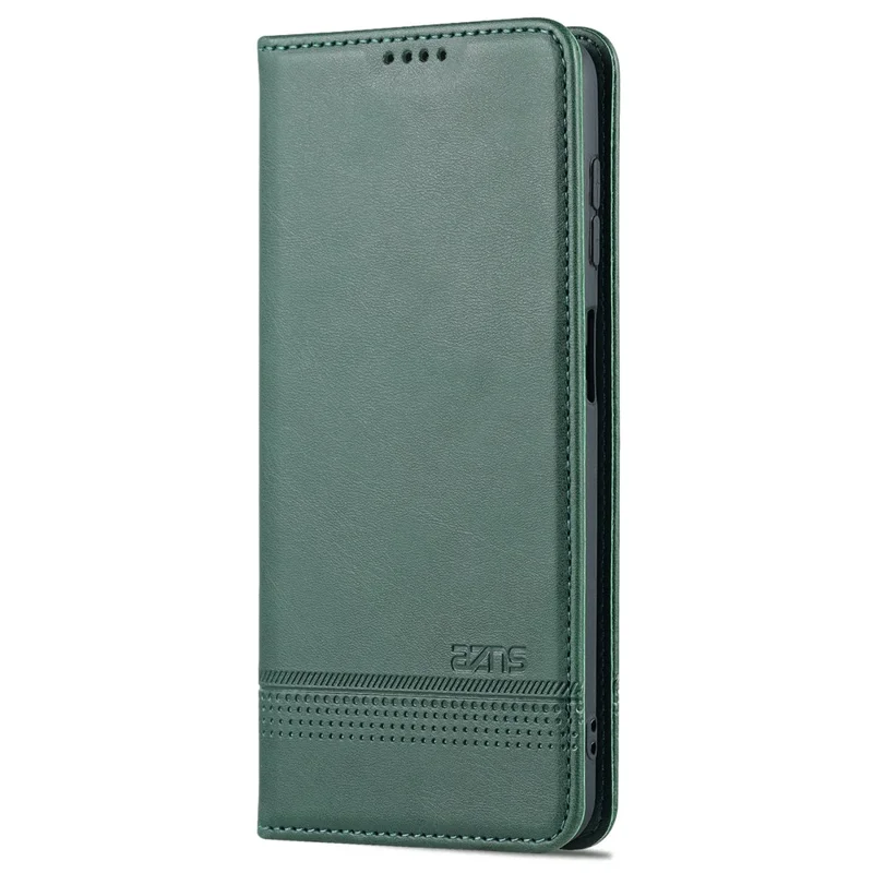 AZNS Drop-proof Auto-absorbed Wallet Design PU Leather Protective Phone Stand Cover Case for Samsung Galaxy A13 5G / A04s 4G (164.7mm) - Green