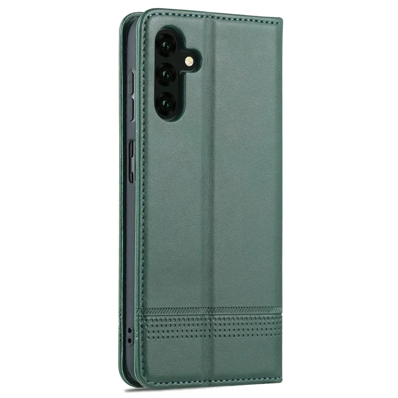AZNS Drop-proof Auto-absorbed Wallet Design PU Leather Protective Phone Stand Cover Case for Samsung Galaxy A13 5G / A04s 4G (164.7mm) - Green