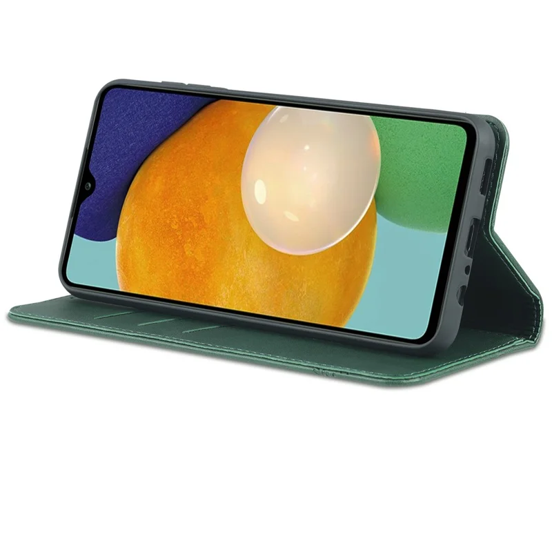 AZNS Drop-proof Auto-absorbed Wallet Design PU Leather Protective Phone Stand Cover Case for Samsung Galaxy A13 5G / A04s 4G (164.7mm) - Green