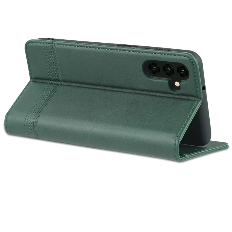 AZNS Drop-proof Auto-absorbed Wallet Design PU Leather Protective Phone Stand Cover Case for Samsung Galaxy A13 5G / A04s 4G (164.7mm) - Green