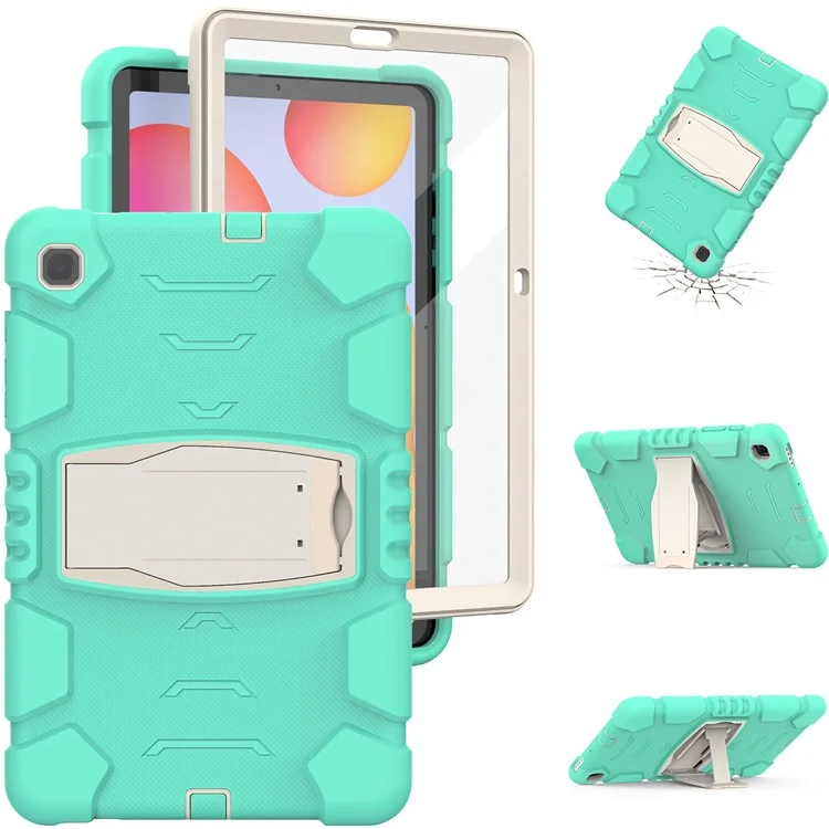 PC + Funda de Tableta de Silicona para Samsung Galaxy Tab S6 Lite (2024) P620 / S6 Lite (2022) / S6 Lite (2020) P610 / P615 - Verde Menta