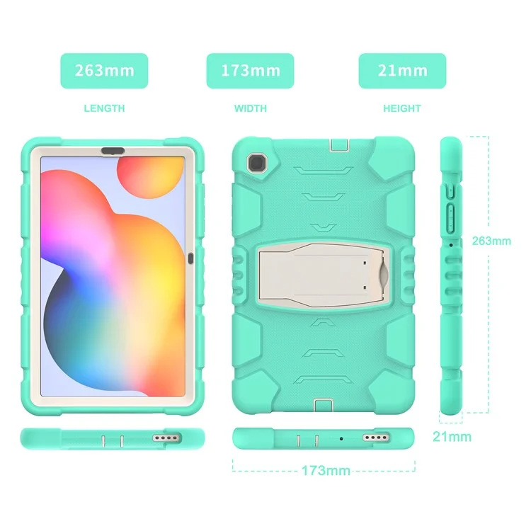 PC + Funda de Tableta de Silicona para Samsung Galaxy Tab S6 Lite (2024) P620 / S6 Lite (2022) / S6 Lite (2020) P610 / P615 - Verde Menta