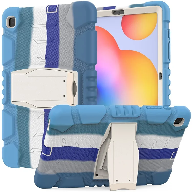 Capa de Caixa de Comprimido Para pc + Silicone à Prova de Choque Com Kickstand Para Samsung Galaxy Tab S6 Lite P610/P615/S6 Lite (2022) - Azul Colorido