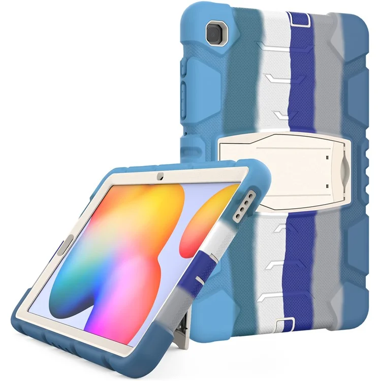Capa de Caixa de Comprimido Para pc + Silicone à Prova de Choque Com Kickstand Para Samsung Galaxy Tab S6 Lite P610/P615/S6 Lite (2022) - Azul Colorido