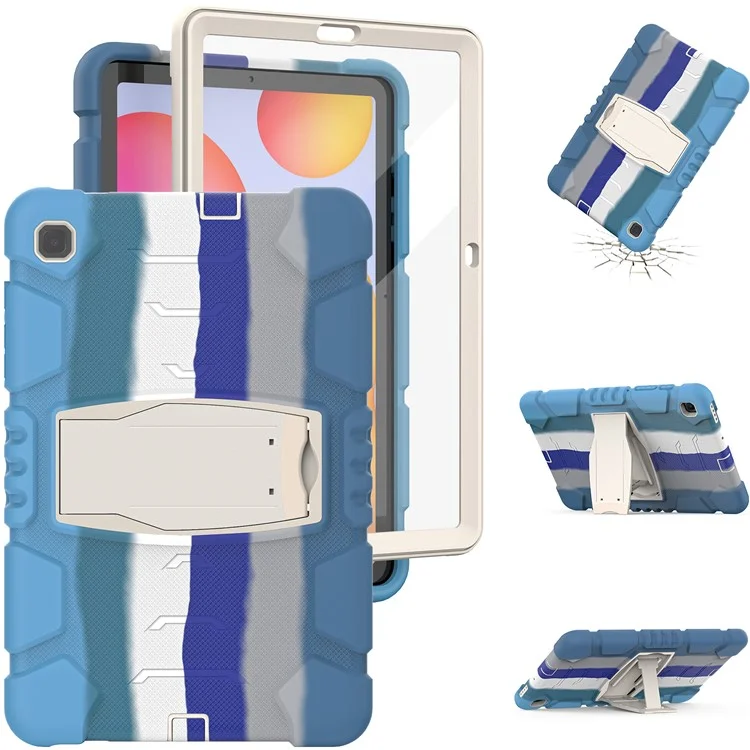 Capa de Caixa de Comprimido Para pc + Silicone à Prova de Choque Com Kickstand Para Samsung Galaxy Tab S6 Lite P610/P615/S6 Lite (2022) - Azul Colorido