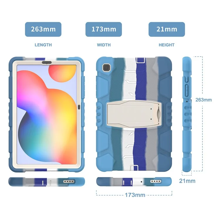 Capa de Caixa de Comprimido Para pc + Silicone à Prova de Choque Com Kickstand Para Samsung Galaxy Tab S6 Lite P610/P615/S6 Lite (2022) - Azul Colorido