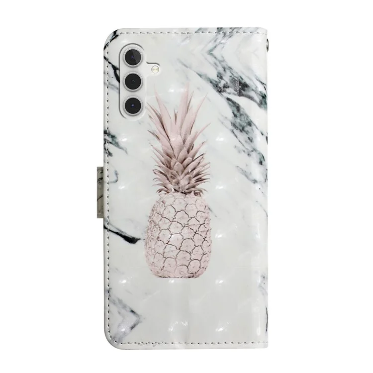 Motif Imprimement Clair Décor Décor Stand Portefeuille Couverture en Cuir Couverture de Téléphone Pour Samsung Galaxy A13 5G - Ananas