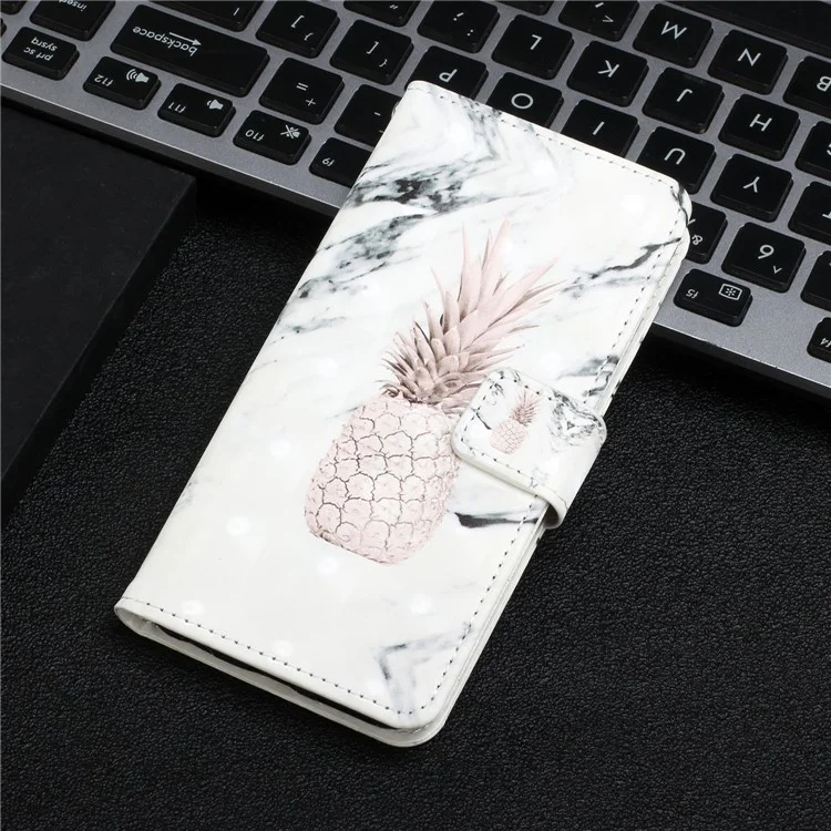 Motif Imprimement Clair Décor Décor Stand Portefeuille Couverture en Cuir Couverture de Téléphone Pour Samsung Galaxy A13 5G - Ananas