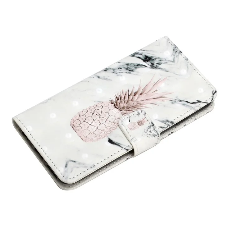Motif Imprimement Clair Décor Décor Stand Portefeuille Couverture en Cuir Couverture de Téléphone Pour Samsung Galaxy A13 5G - Ananas
