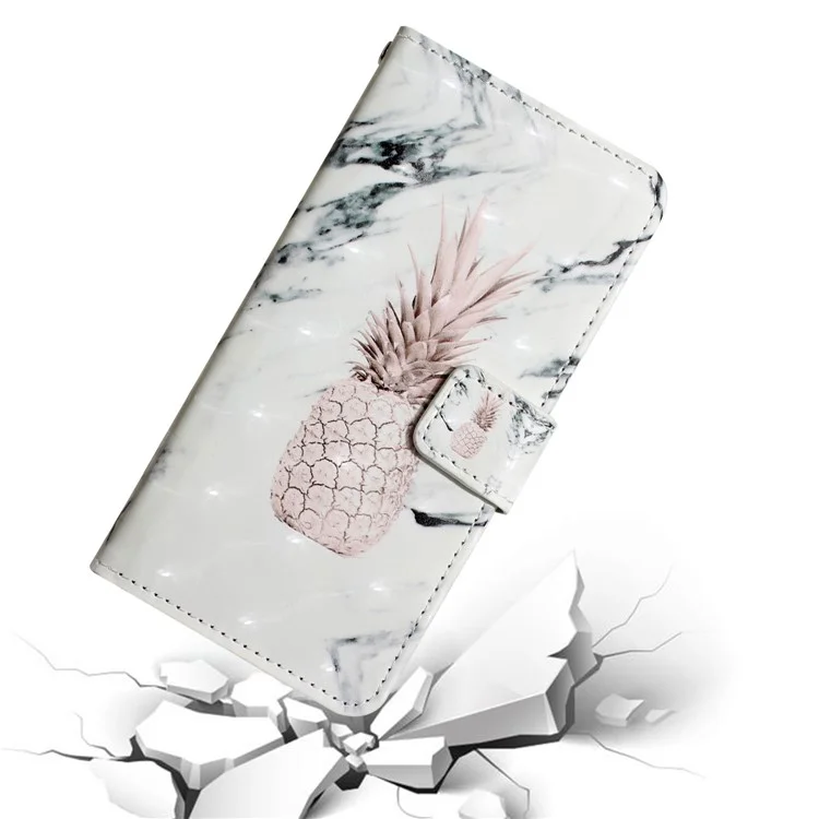 Motif Imprimement Clair Décor Décor Stand Portefeuille Couverture en Cuir Couverture de Téléphone Pour Samsung Galaxy A13 5G - Ananas
