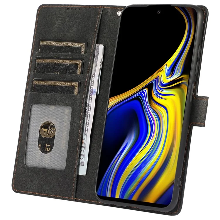 Чехол-книжка для Samsung Galaxy A03s (166,5 x 75,98 x 9,14 мм) из искусственной кожи ПУ и ТПУ с ремешком - черный