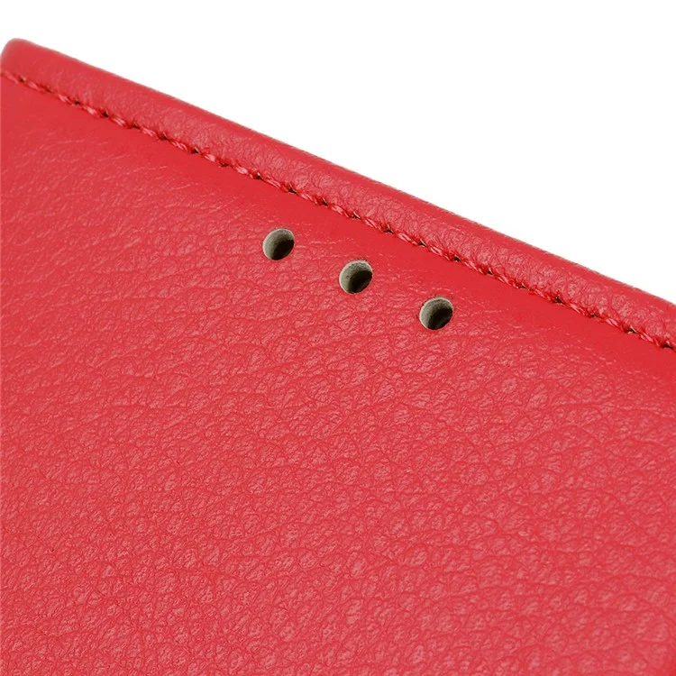 Für Samsung Galaxy A13 4G Buchstand Klassische Litchi Textur PU Leder Hülle Magnetverschluss Flip Wallet Wallet Cover - Rot