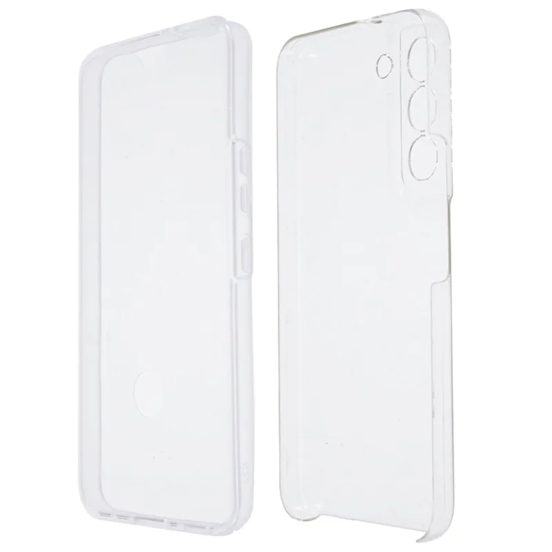 Scratch-resistant Phone Shell Clear 2-in-1 Hard PC Back+PET Front Cover+TPU Edge Hybrid Phone Case for Samsung Galaxy S22 5G