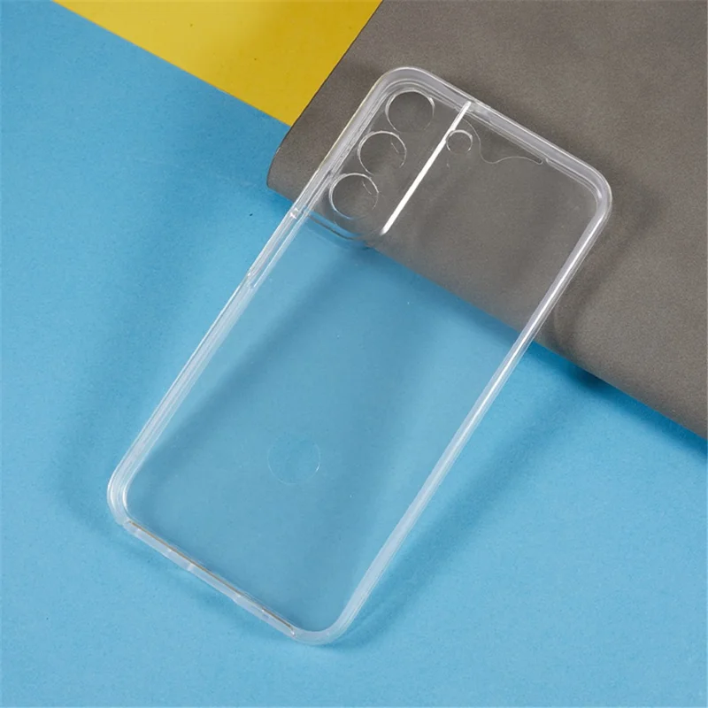 Scratch-resistant Phone Shell Clear 2-in-1 Hard PC Back+PET Front Cover+TPU Edge Hybrid Phone Case for Samsung Galaxy S22 5G
