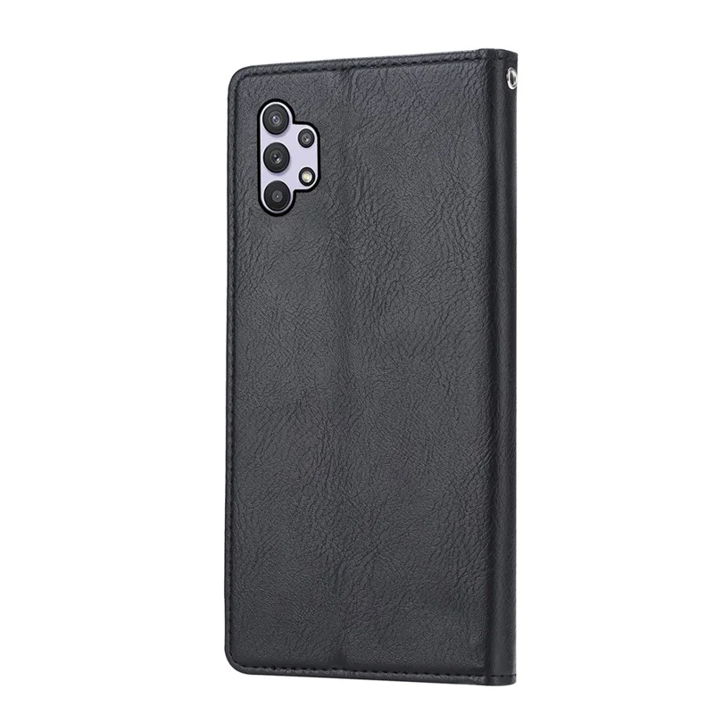 For Samsung Galaxy A33 5G Auto-absorbed Shockproof Flip Wallet Stand Design Leather Protective Phone Cover - Black