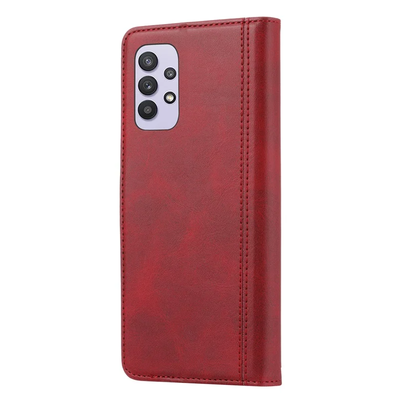 For Samsung Galaxy A33 5G Shockproof Card Holder Business Style Wallet Stand Leather Phone Case Protector Phone Covering - Red