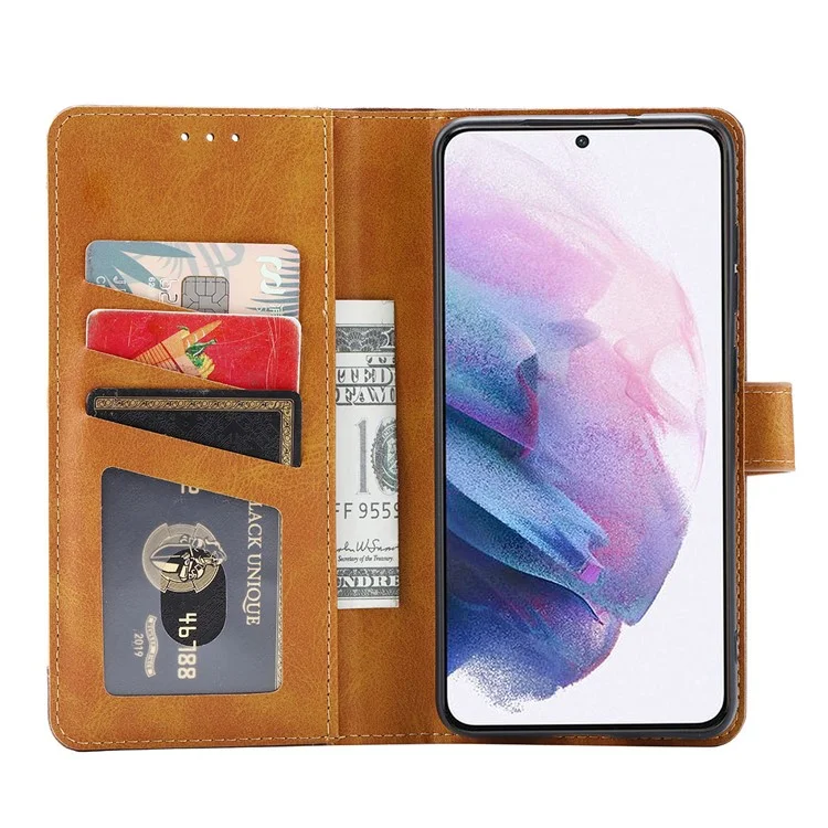 Flip Card Holder Business Style Wallet Stand Leder Handyhülle Mobile Phone Covering für Samsung Galaxy S22 5G - Rot
