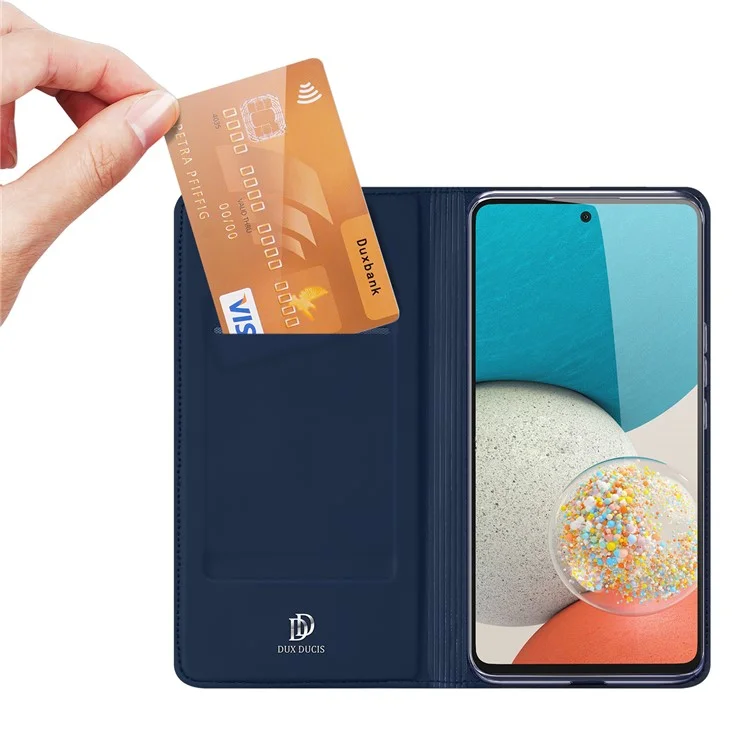 DUX DUCIS Skin Pro Series pour Samsung Galaxy A53 5G Étui à rabat de protection en cuir PU antichocs avec support - Bleu