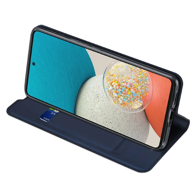 DUX DUCIS Skin Pro Series Pour Samsung Galaxy A53 5G Flio Flip Propice PU le Cuir pu Cuir Boîte à Étanche-support Couverture de Téléphone Avec Support de Carte - Bleu