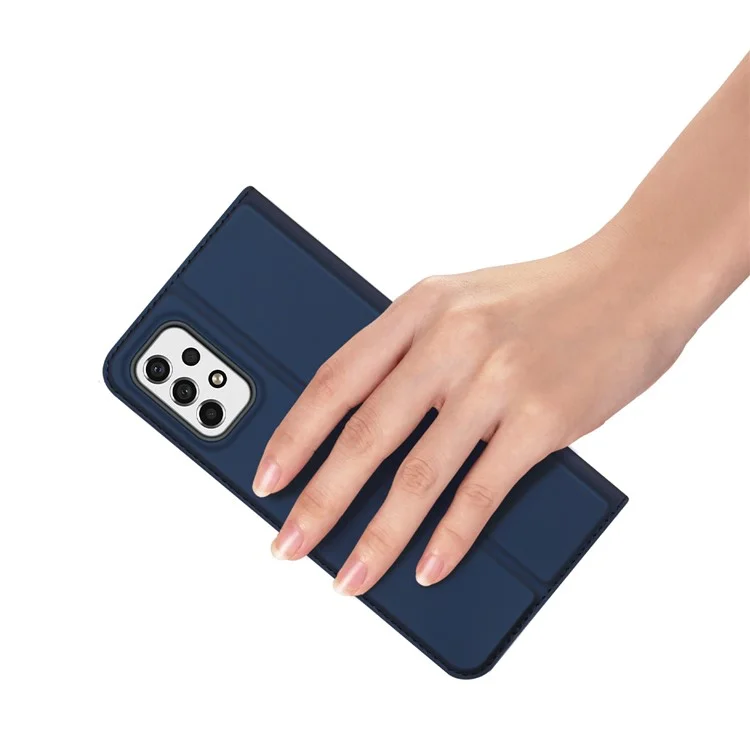 DUX DUCIS Skin Pro Series pour Samsung Galaxy A53 5G Étui à rabat de protection en cuir PU antichocs avec support - Bleu