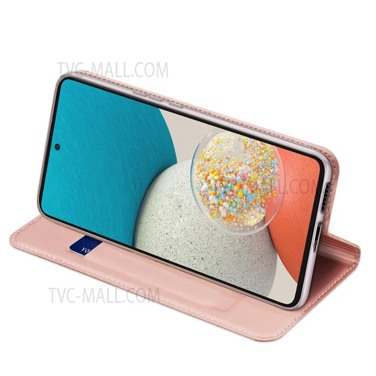 DUX DUCIS Skin Pro Series Pour Samsung Galaxy A53 5G Flio Flip Propice PU le Cuir pu Cuir Boîte à Étanche-support Couverture de Téléphone Avec Support de Carte - Rose