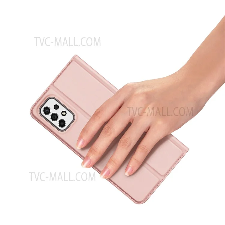 DUX DUCIS Skin Pro Series Pour Samsung Galaxy A53 5G Flio Flip Propice PU le Cuir pu Cuir Boîte à Étanche-support Couverture de Téléphone Avec Support de Carte - Rose