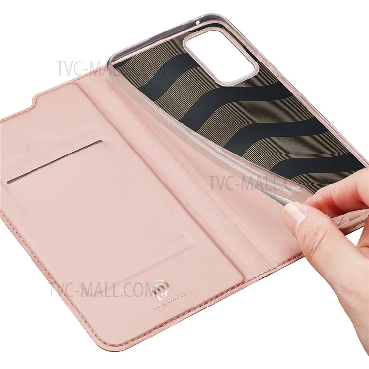 DUX DUCIS Skin Pro Series Pour Samsung Galaxy A53 5G Flio Flip Propice PU le Cuir pu Cuir Boîte à Étanche-support Couverture de Téléphone Avec Support de Carte - Rose