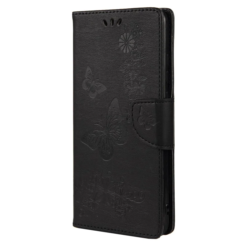 For Samsung Galaxy A53 5G Imprinting Stylish Butterfly Flower Well-protected Phone Shell Scratch-resistant Stand Wallet Leather Phone Case - Black