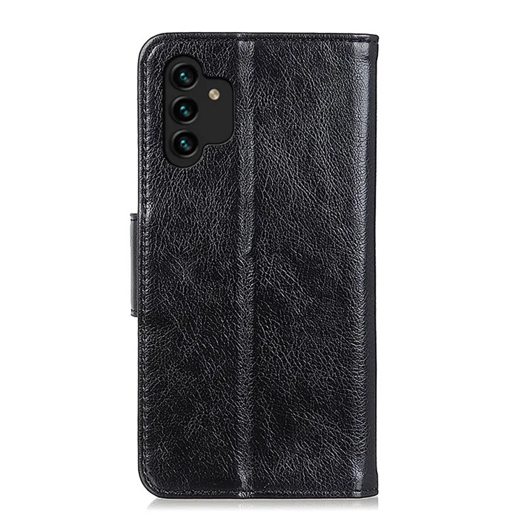 Para Samsung Galaxy A13 4G Nappa Textura Textura Problegado de Cuero Disparado de Cuero + TPU Phoeto Stand Case Corta de la Casa - Negro