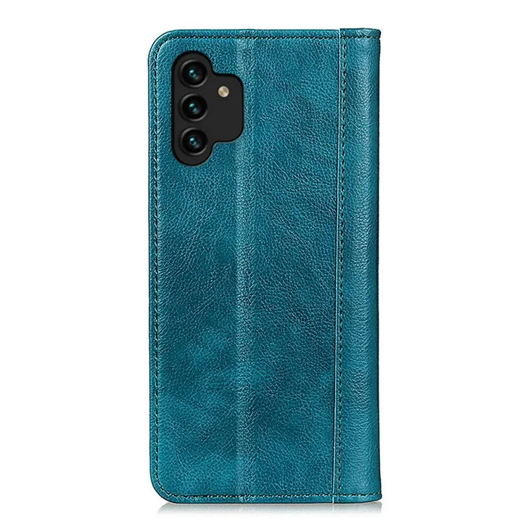 For Samsung Galaxy A13 4G Litchi Texture Magnetic Auto-absorbed Split Leather + TPU Horizontal Stand Wallet Phone Case - Green
