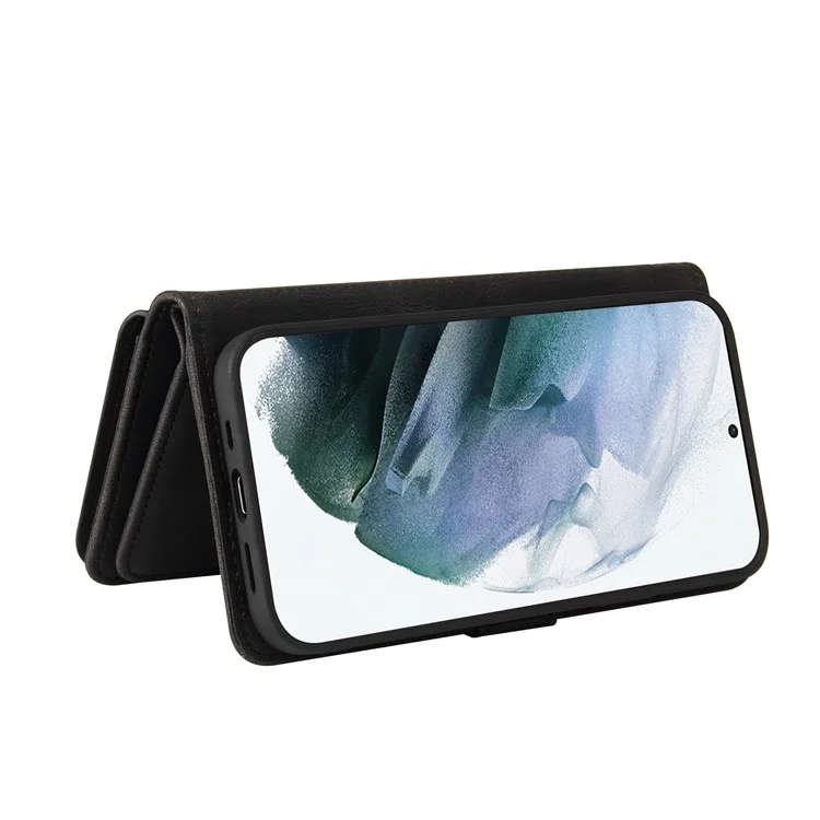 Portefeuille multifonction KT Series-2 en cuir PU avec 15 emplacements pour cartes, étui de protection en TPU pour Samsung Galaxy S22 Ultra 5G - Noir