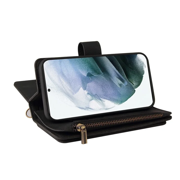 Portefeuille multifonction KT Series-2 en cuir PU avec 15 emplacements pour cartes, étui de protection en TPU pour Samsung Galaxy S22 Ultra 5G - Noir