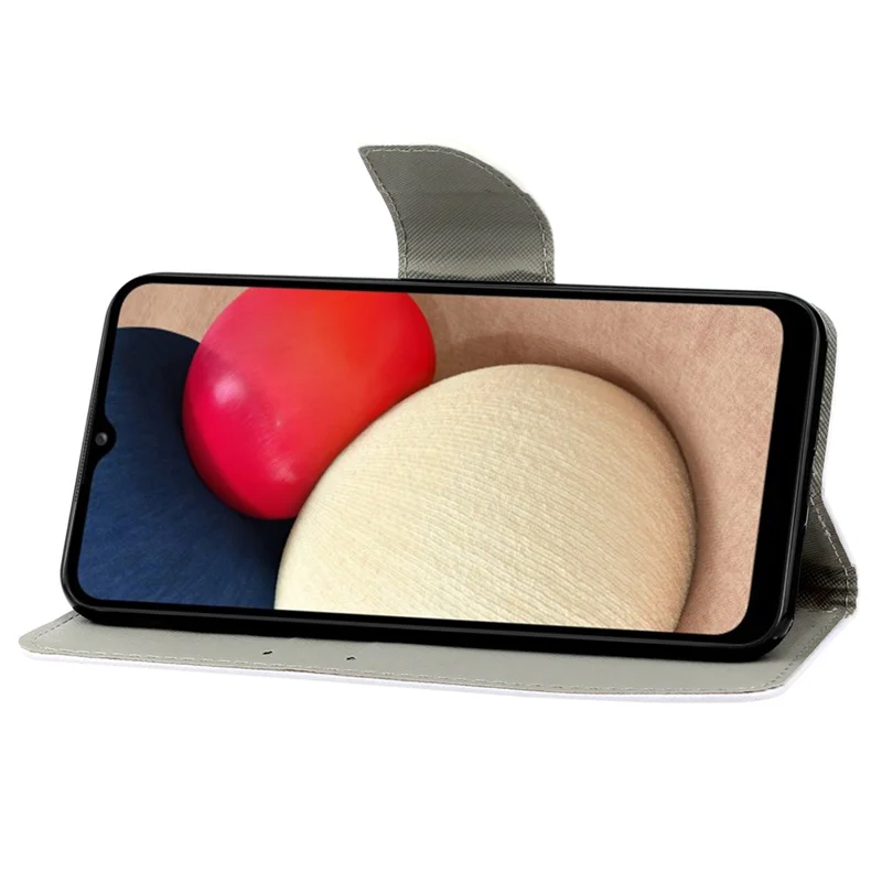 Pattern Printing Flip Wallet Case Cross Texture PU Leather Stand Protective Shell with Strap for Samsung Galaxy A53 5G - Fluorescent Butterflies