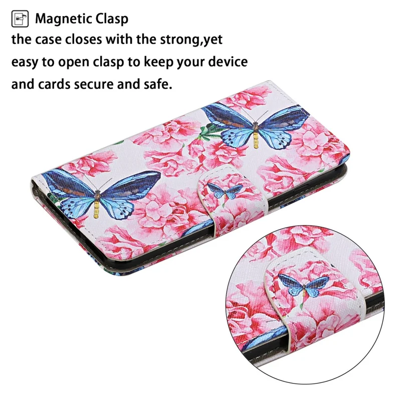 Pattern Printing Flip Wallet Case Cross Texture PU Leather Stand Protective Shell with Strap for Samsung Galaxy A53 5G - Butterflies and Flowers