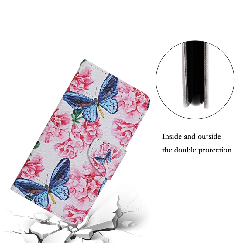 Pattern Printing Flip Wallet Case Cross Texture PU Leather Stand Protective Shell with Strap for Samsung Galaxy A53 5G - Butterflies and Flowers
