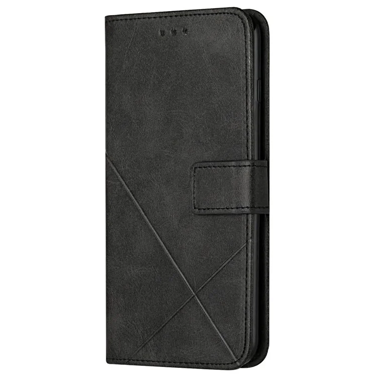 Pour Samsung Galaxy A53 5G Solid Color Imprinting Lines Stand Wallet PU Leather Cover Folio Flip Phone Case - Noir